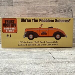 TRUST WORTHY 1940 Ford Convert Limited Edition Die Cast Coin Bank #60002 (1995)